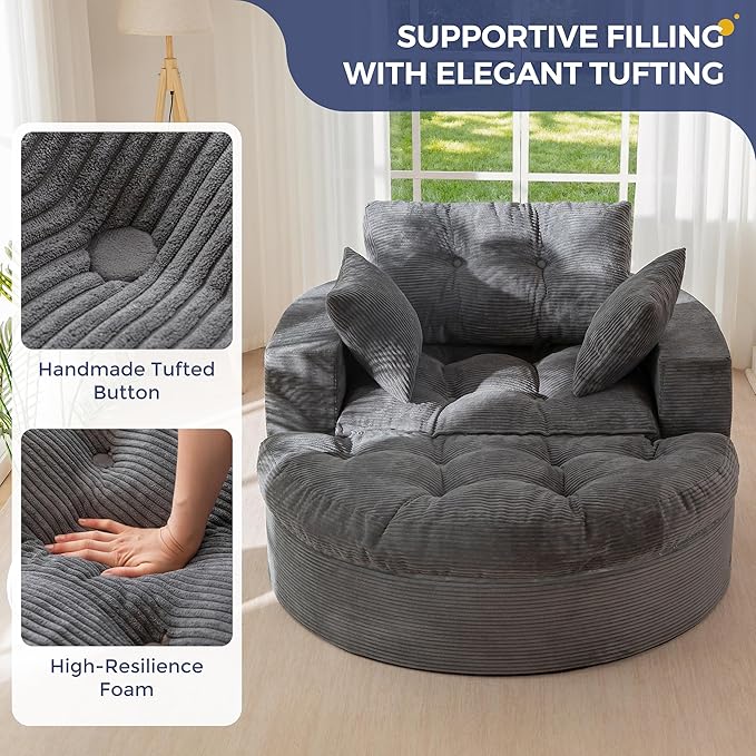 MAXYOYO Modular Sectional Chaise Lounge Sofa, Round Upholstered Lounge Chair - Image 7
