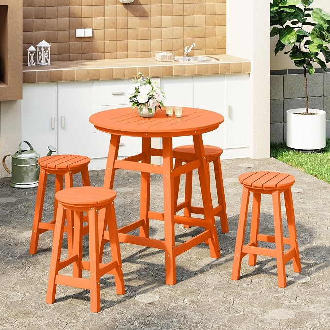 WestinTrends Malibu 5-Piece HDPE Outdoor Patio Dining Bar Bistro Table Set - Image 2