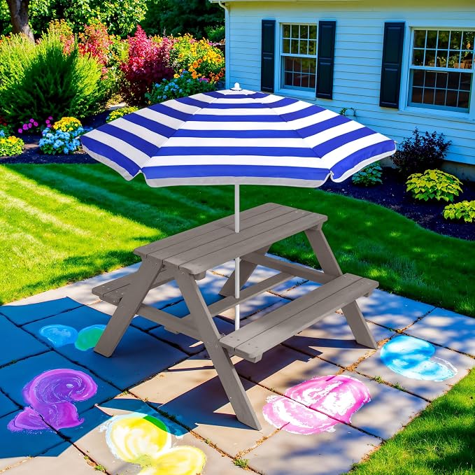 Best Choice Products Wooden Kids Picnic Table - Image 2