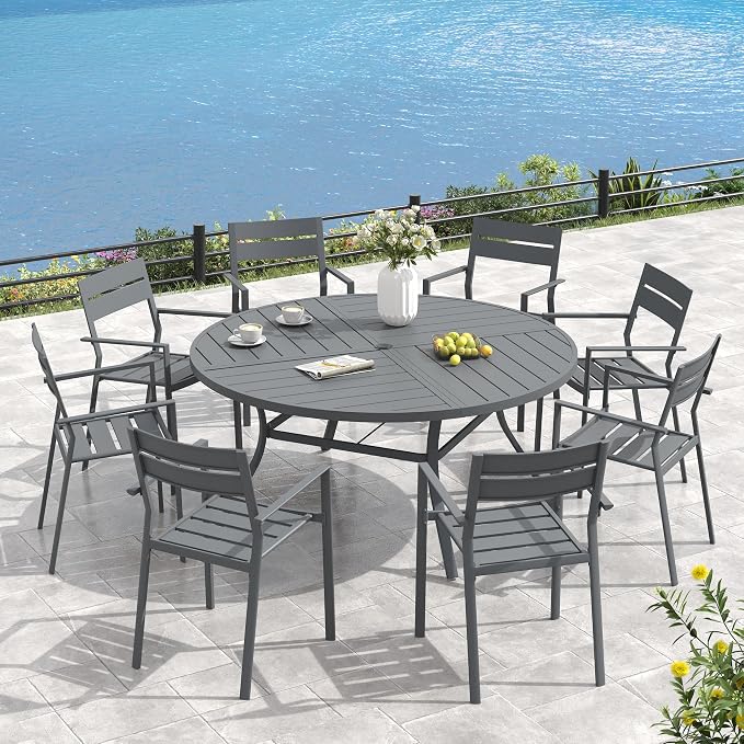 VICLLAX 53" Round Outdoor Table, Patio Dining Table - Image 7