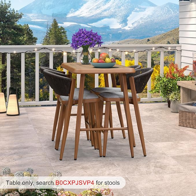 PURPLE LEAF Patio Pub Table Counter Height Bar Stool Dining Table Aluminum - Image 4
