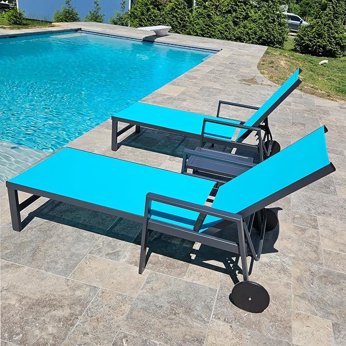 PURPLE LEAF 2 Pieces Outdoor Chaise Lounge Aluminum Patio Lounge Chair - Image 2