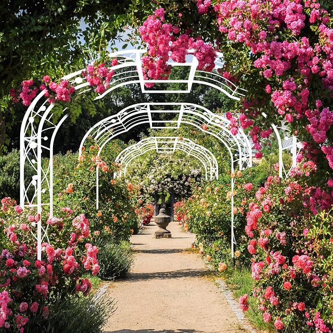 Metal Garden Arch 98.4" H Garden Arbor Trellis - Image 5