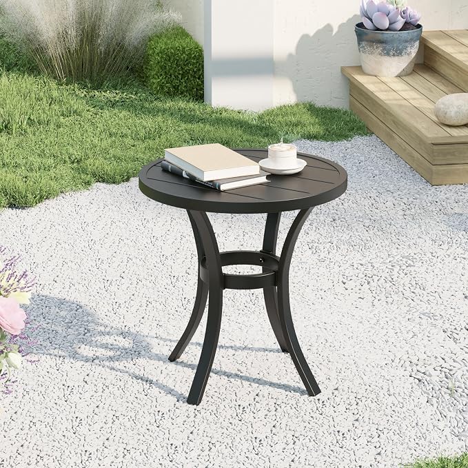 Outdoor Round Side Table, Sturdy & Durable End Table by VOXBIN