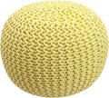 COTTON CRAFT - Hand Knitted Cable Style Dori Pouf - Yellow - Floor Ottoman - by COTTONCRAFT