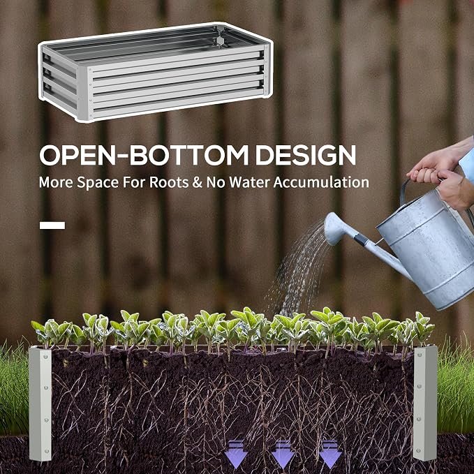 Outsunny Galvanized Raised Garden Bed, - Image 4