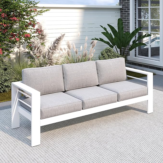 Solaste Outdoor Couch Aluminum Patio Furniture Sofa, 3-Seat All-Weather Metal by Solaste