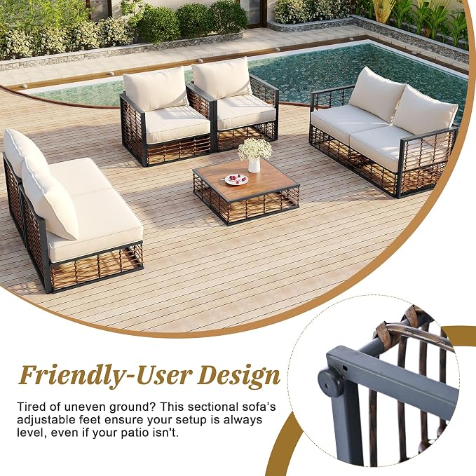 7-Piece Metal Patio Sectional Sofa Set, Free Combination Sofa Set - Image 7