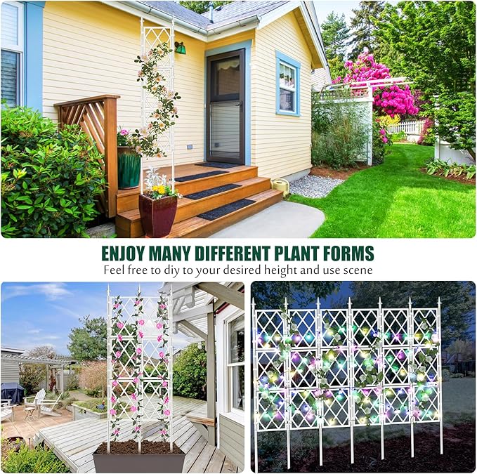 5.25FT Metal Pipe Trellis for Climbing Plants Outdoor, Garden Wall White Trellis - Image 5