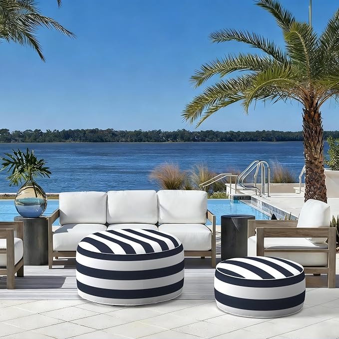 LVTXIII Indoor/Outdoor Extra Large Inflatable Ottoman Pouf D31 x H14 Inch - Image 5