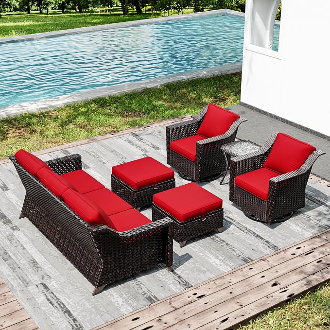 Joyside Wicker Patio Furniture Sets, 6 Pieces Upgraded Large Size Outdoor - Image 7