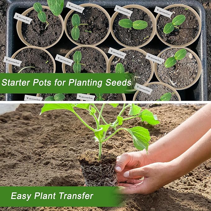 Peat Pots, 60 Pack Plant Starter Round Nursery Pot - Image 4