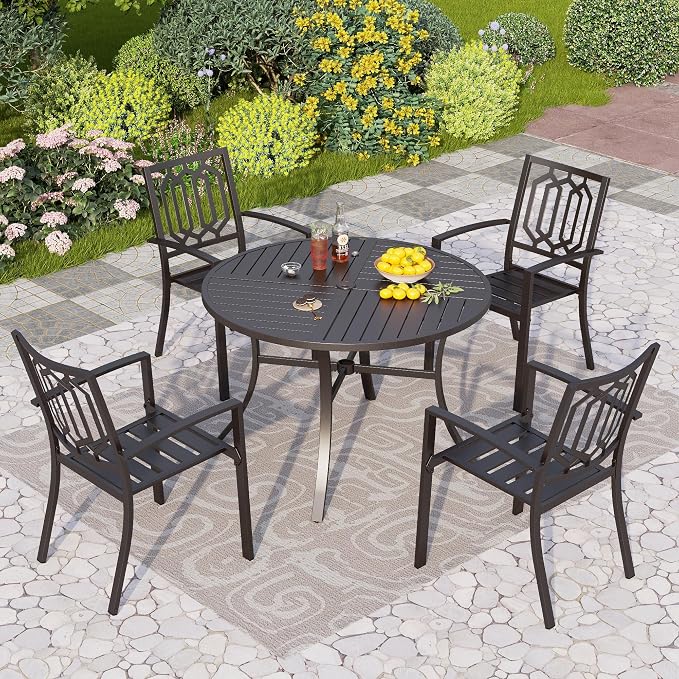 PHI VILLA 5 Pieces Outdoor Round Dining Set - Image 6