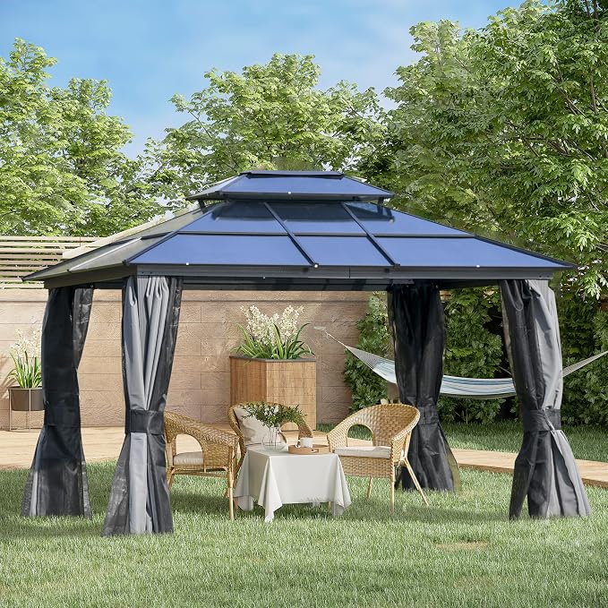 Outsunny 10' x 12' Hardtop Gazebo Canopy - Image 2