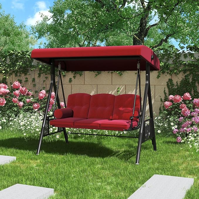 AECOJOY Outdoor Porch Swing, 3-Seat Porch Swing - Image 7