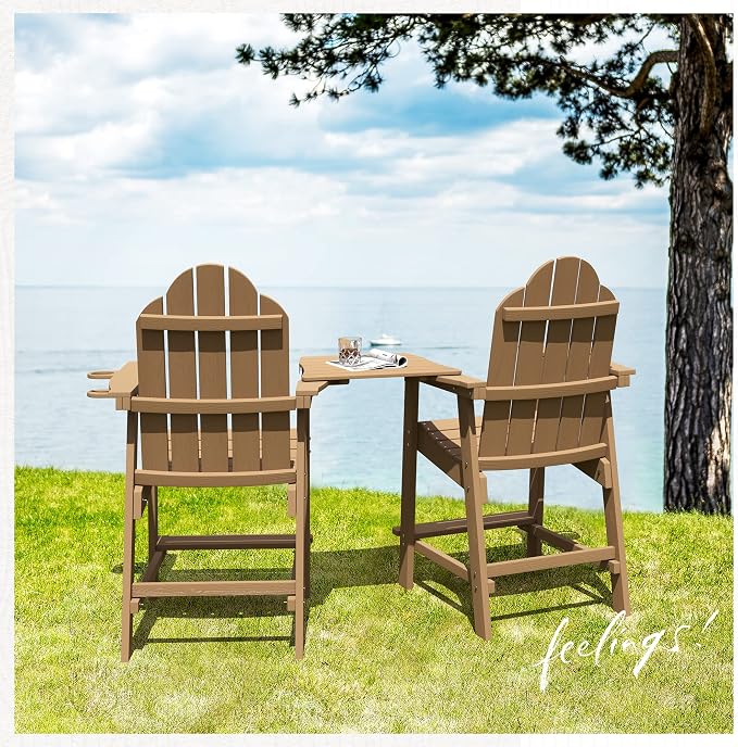 LUE BONA Tall Adirondack Chair Set of 4, All Weather HDPS Bar Height Chairs - Image 6