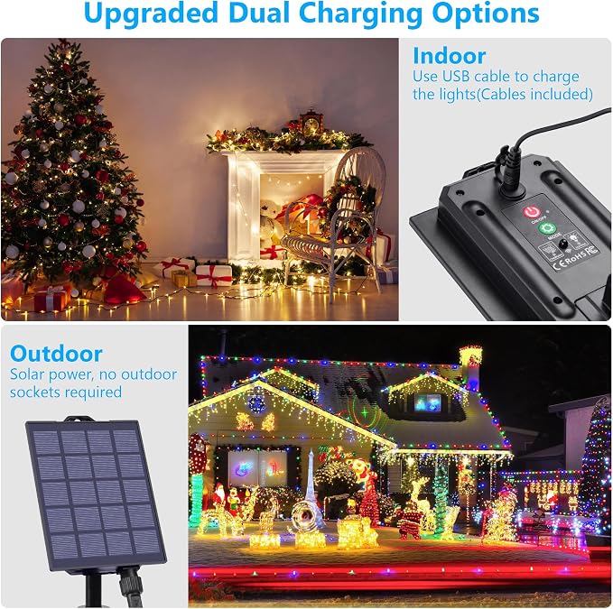 59Ft Solar String Lights Outdoor Waterproof, 18 Colors Changing 150 LED - Image 3
