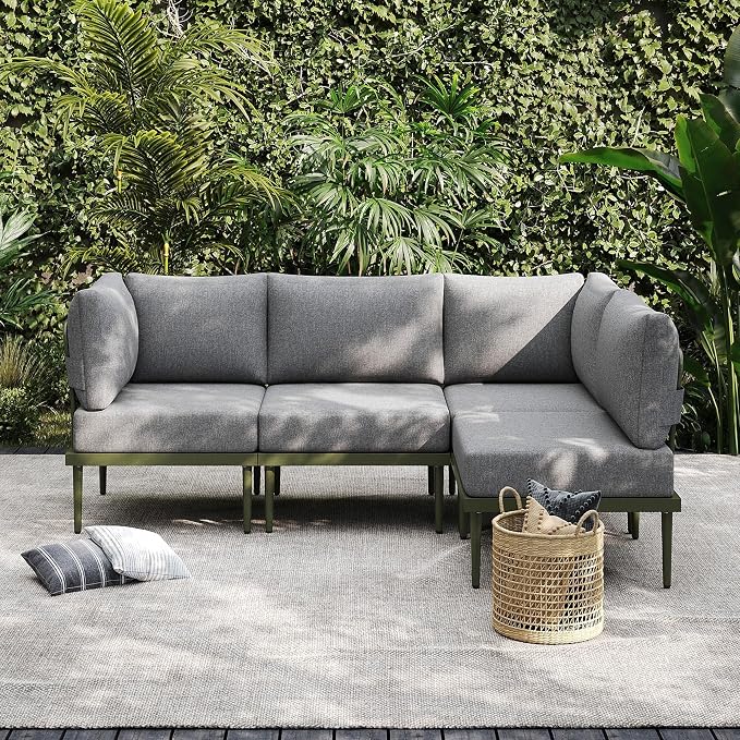 Sundale Outdoor 4 Pieces Patio Furniture Set, Metal Sectional Sofa Patio by SundaleOutdoor
