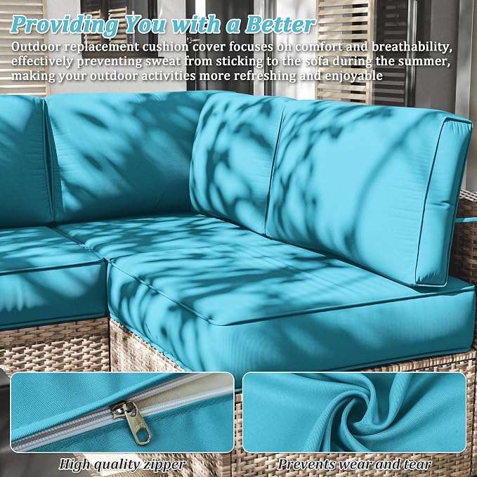 14 Pcs Outdoor Cushion Slipcovers Patio Cushion Covers Replacement Waterproof - Image 3