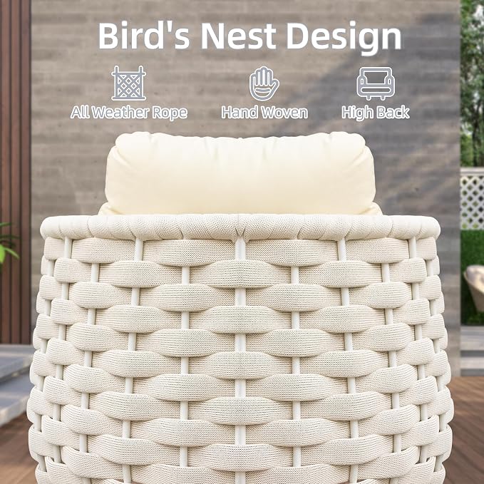 TWT 6 Pieces Patio Sofas, All-Weather Olefin Rope Balcony Furniture - Image 8