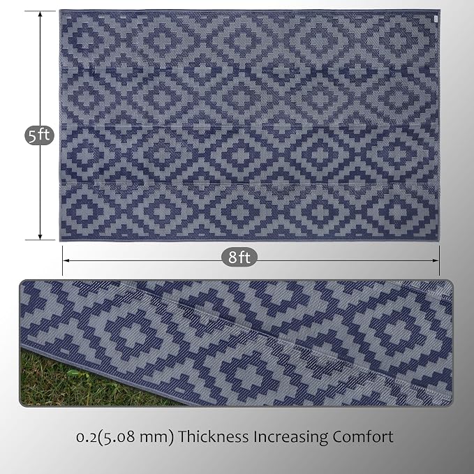 SAND MINE Reversible Mats, Plastic Straw Rug, Modern Area Rug, Large Floor Mat - Image 2