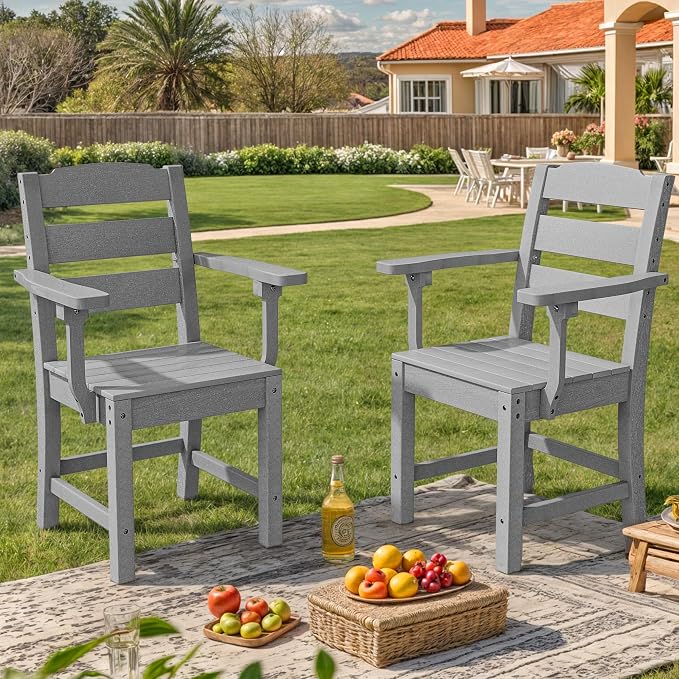 YITAHOME HDPE Chairs Set of 2, Sturdy Patio Chair w/Max Bearing 330 LBS - Image 4