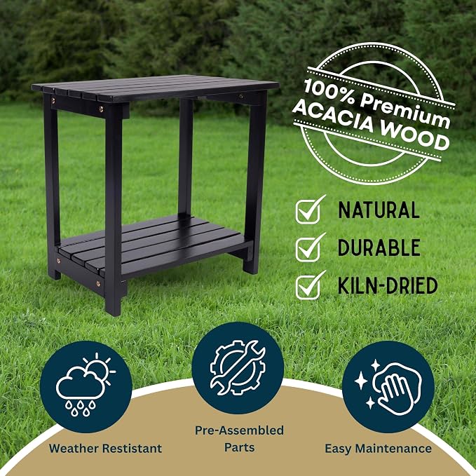 Shine Company Indoor/Outdoor Providence Rectangular Acacia Wooden Side Table - Image 5