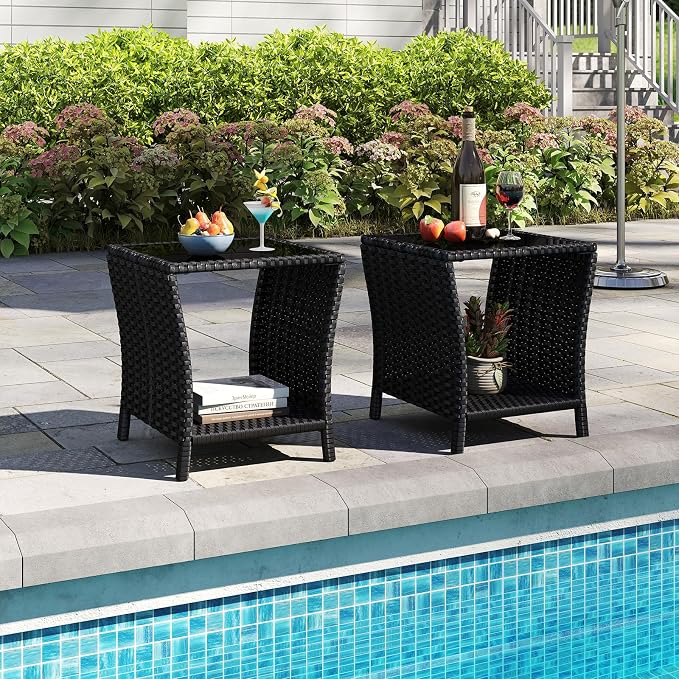 Kinfant Rattan Patio Side Table - Image 2