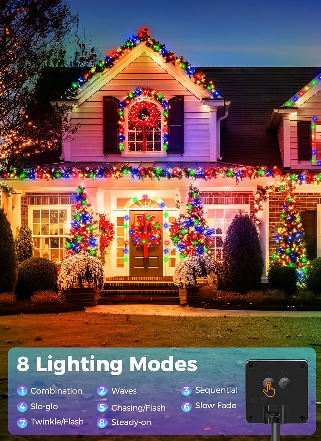 Minetom Solar String Lights Outdoor, 40FT 100 LED String Lights Solar Powered - Image 3