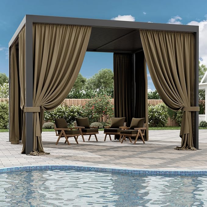 Gazebo Universal Replacement Privacy Curtain, 4-Panels Sidewall Curtains - Image 6