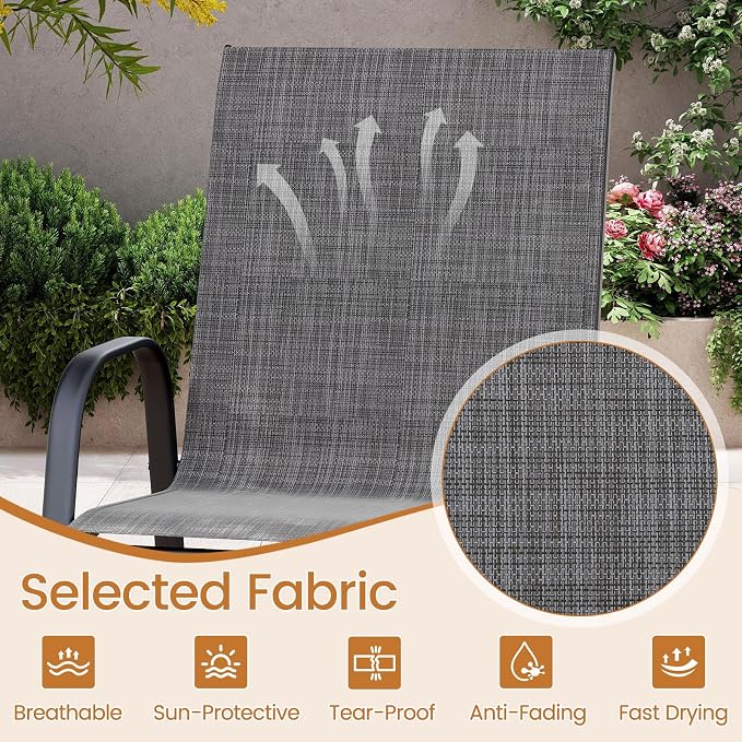 Tangkula Outdoor Bar Stools Set of 4, Enlarged Seat & Metal Frame, Tall Patio - Image 5