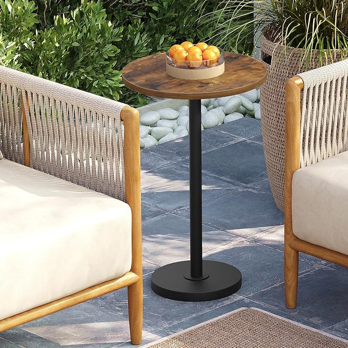 Round Side End Table for Small Spaces, Pedestal Style Martini Drink Side Table - Image 2