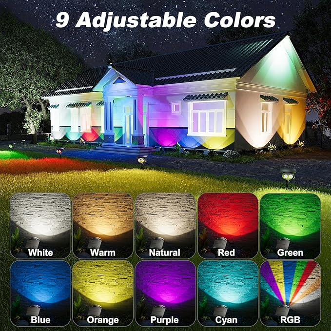 Solar Spot Lights Outdoor Waterproof IP68, RGB Colors Changing Solar Lights - Image 4