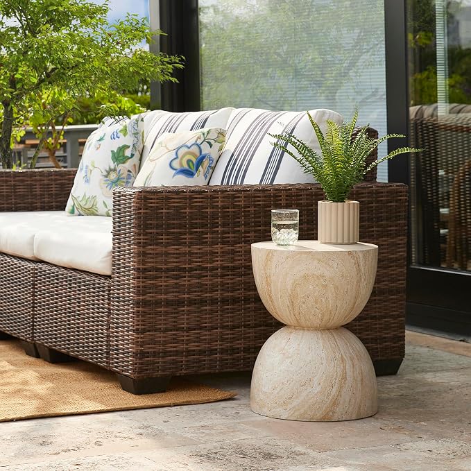 Glitzhome Outdoor Side Table Set of 2, 17.75" H Decorative Garden Stool MGO - Image 7