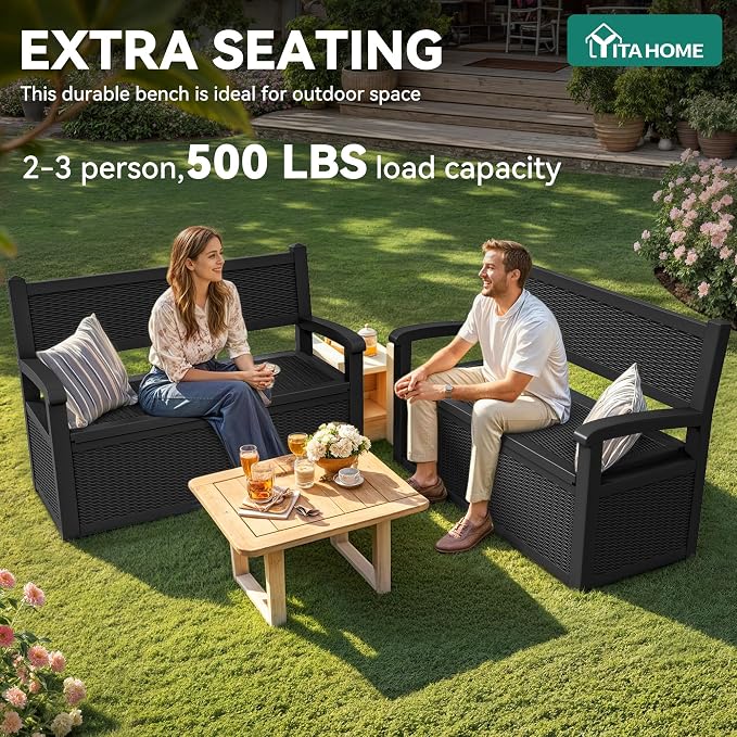 YITAHOME 70 Gallon Storage Bench Deck Box, Lockable Patio Bench, Waterproof - Image 5