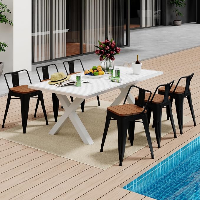 Andeworld 18 inch Outdoor Metal Patio Stools Set of 4, Farmhouse Kitchen - Image 5