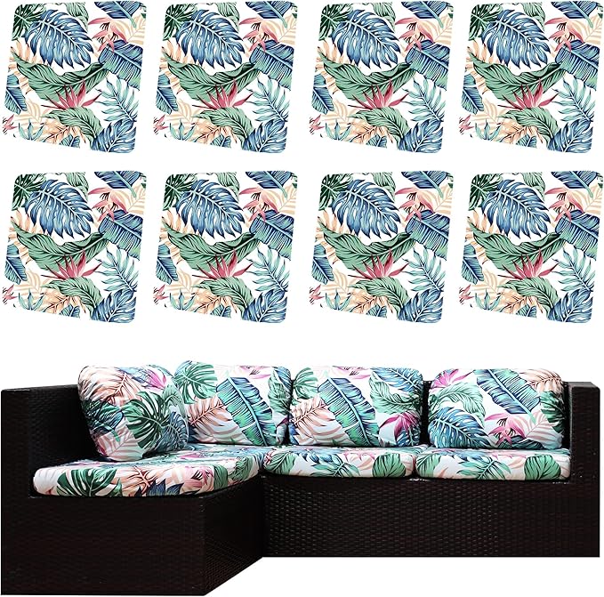 8Pcs Outdoor Cushion Covers, Patio Cushion Covers, Stretch Elastic Slipcovers by dreahoteztil