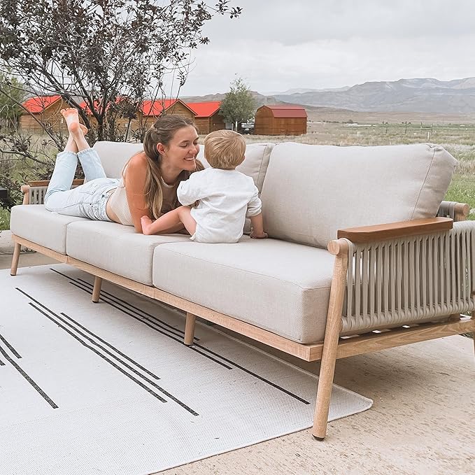 Acanva Modern All-Weather Aluminum Outdoor Patio Sofa - Image 8