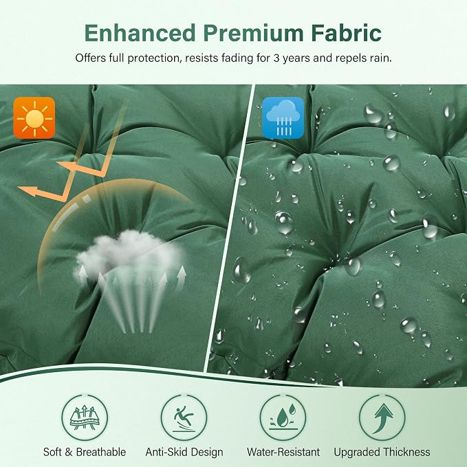 Waterproof Porch Swing Cushions 60 Inch, 2 3-Seater Replacement - Image 3