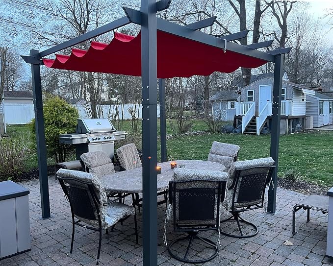 PURPLE LEAF 10' X 10' Outdoor Retractable Pergola by PURPLELEAF
