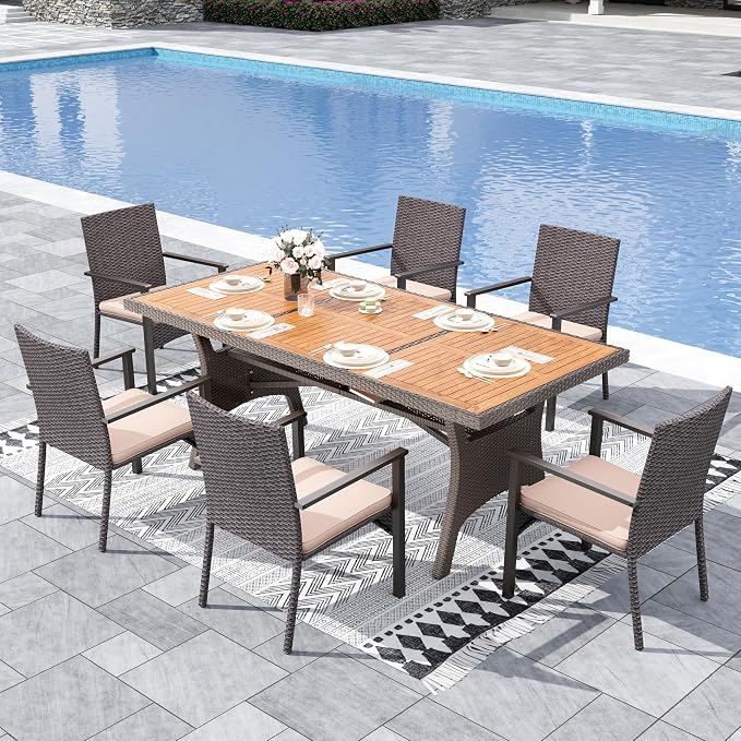 Sophia & William 7 Piece Patio Dining Set, Patio Table and Chairs Set Outdoor by SophiaWilliam
