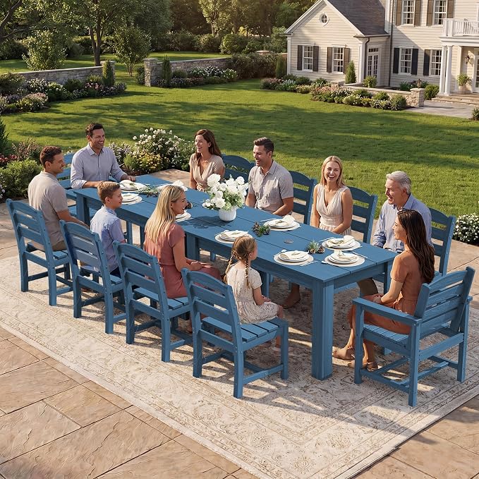 SERWALL Outdoor Dining Sets for 10, HDPE Dining Sets for 10 Person - Image 4