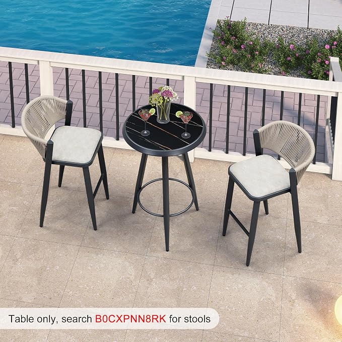 PURPLE LEAF Outdoor Round Table Patio Bar Height Table Pub Dining Table - Image 8