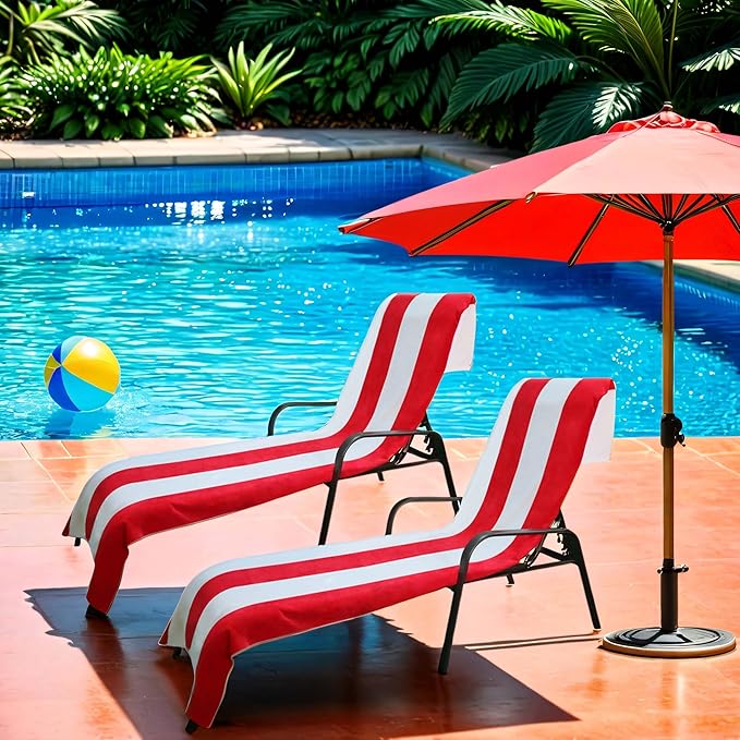 Superior Cabana Cotton Lounge Chair Cover, Outdoor Towel, Terry Cloth, Swim by SUPERIOR
