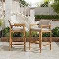 Merax Outdoor Bar Stools Set of 2, Wicker Woven Barstools, Acacia Wood Counter by Merax
