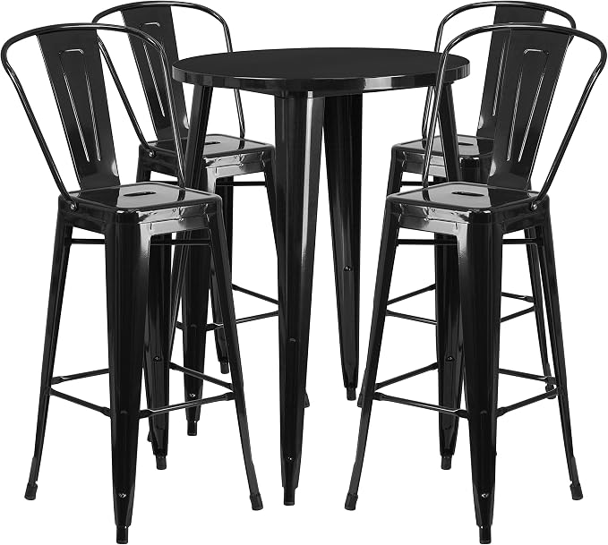 Flash Furniture Callum Commercial Grade 30" Round Black Metal Indoor-Outdoor - Image 2