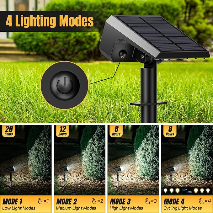 Solar Spot Lights Outdoor, 4 Modes Auto On/Off Solar Landscape Spotlights - Image 3