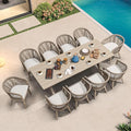 PURPLE LEAF Patio Dining Set for 10 All-Weather Wicker 11 Piece Aluminium by PURPLELEAF