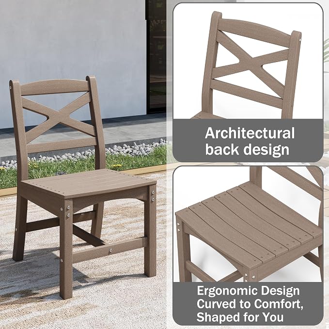 Outdoor Dining Set, HDPE 9-Piece Patio Table and Chairs Set, All-Weather - Image 4