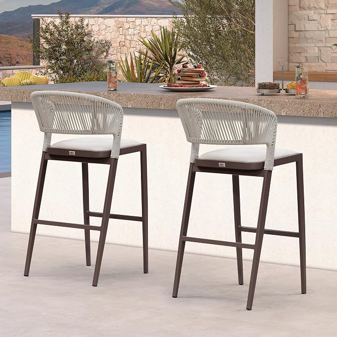 PURPLE LEAF Bar Stool Set of 2 Outdoor Bar Chairs by PURPLELEAF
